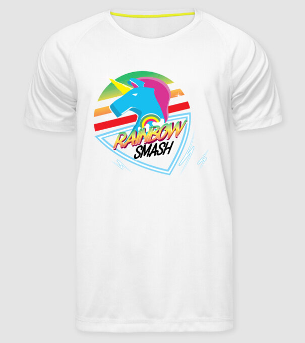 Curcubeu unicorn model alb pe tricou
