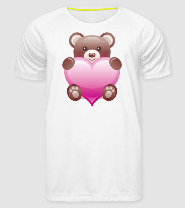 Ursuleț inimos model alb pe tricou