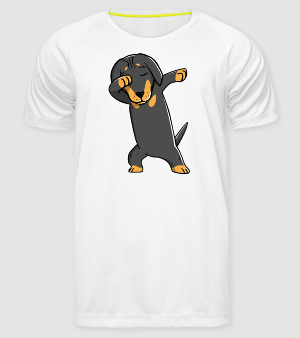 Teckel DAB model alb pe tricou