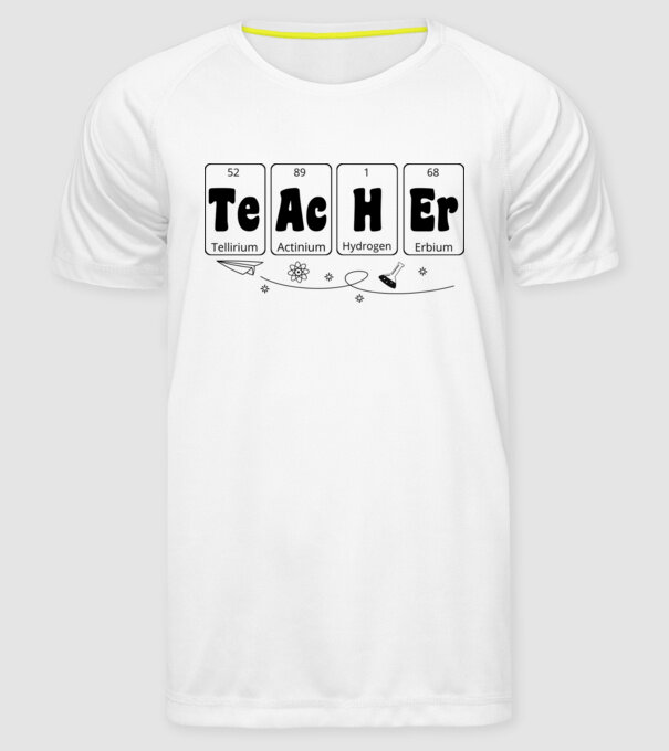 Teacher periodic model alb pe tricou