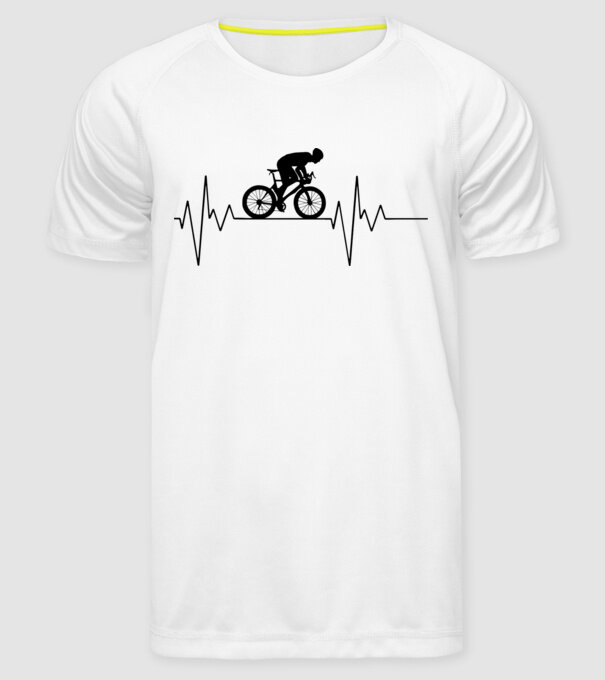 Biker Heartbeat model alb pe tricou