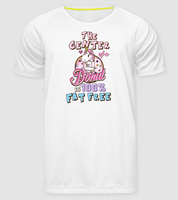 The center of a donut model alb pe tricou