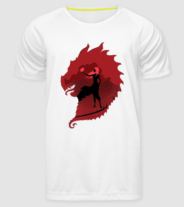 The Dragon model alb pe tricou