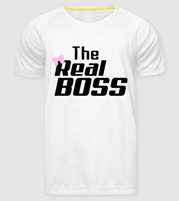 The real boss model alb pe tricou