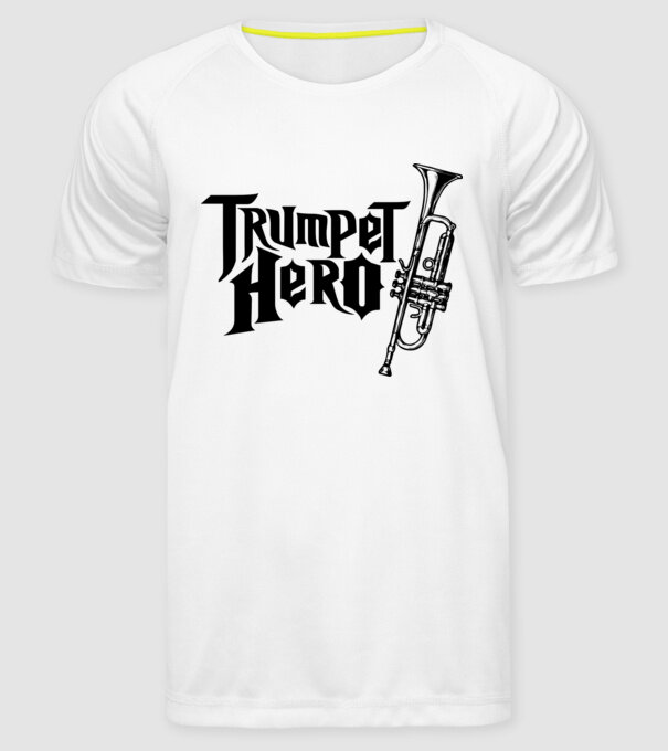 Trumpet Hero model alb pe tricou