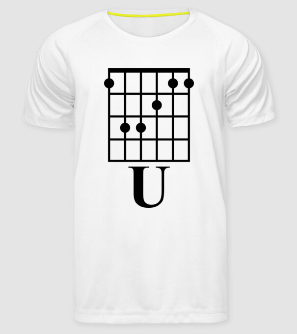 U Chord model alb pe tricou