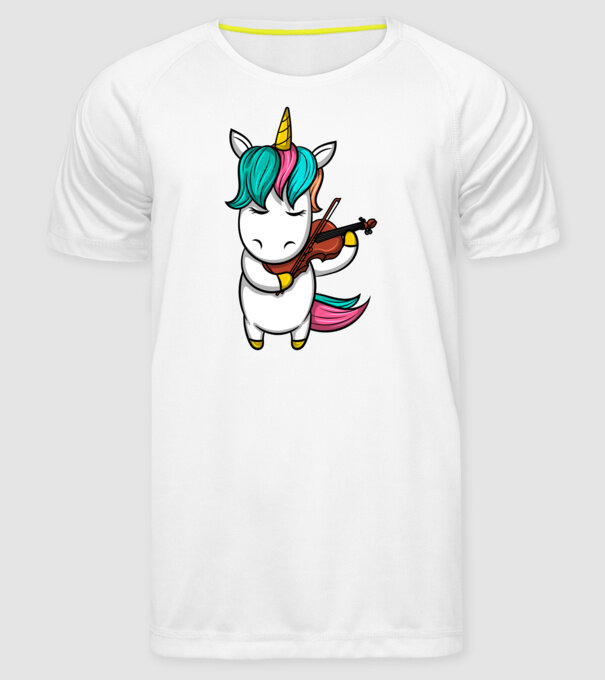 Unicorn Violin model alb pe tricou