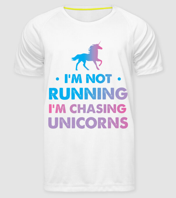 Unicorn Alergare model alb pe tricou
