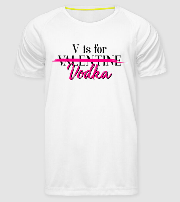 V for Vodka model alb pe tricou