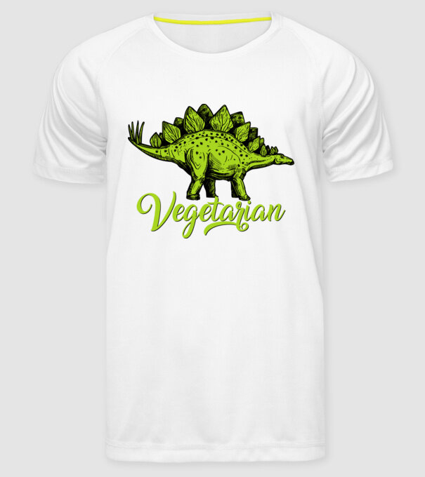 Vegetarian model alb pe tricou