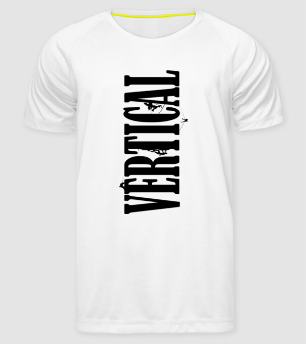 Vertical model alb pe tricou
