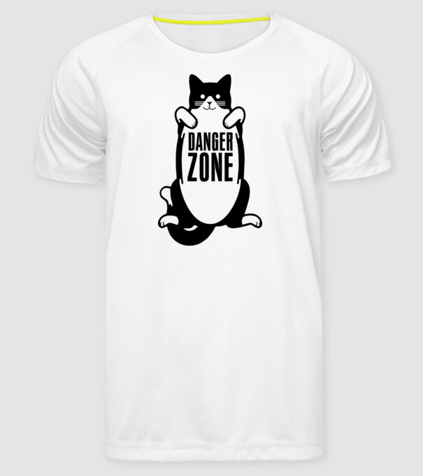 Zonă de pericol pisică model alb pe tricou