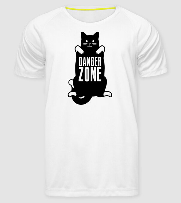 Zonă de pericol pisică model alb pe tricou