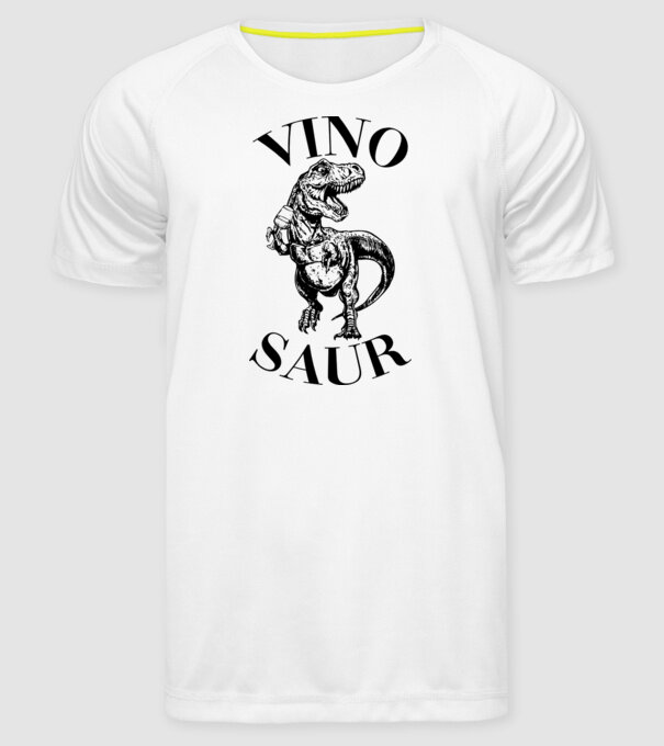 Vinosaur model alb pe tricou