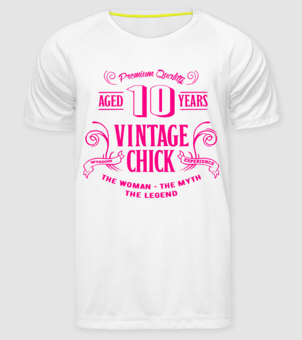 Vintage Chick - 10 model alb pe tricou