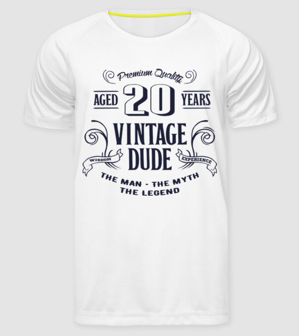 Vintage Dude - 20 model alb pe tricou