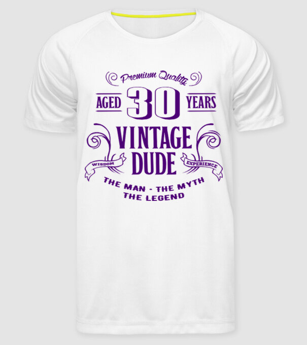 Vintage Dude - 30 model alb pe tricou