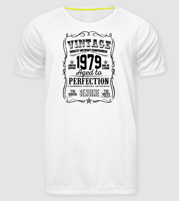 Vintage perfection 1979 model alb pe tricou
