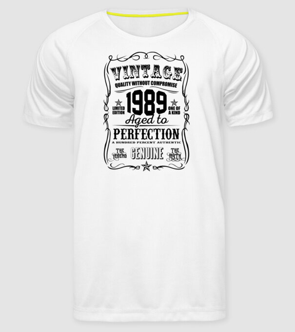 Vintage perfection 1989 model alb pe tricou