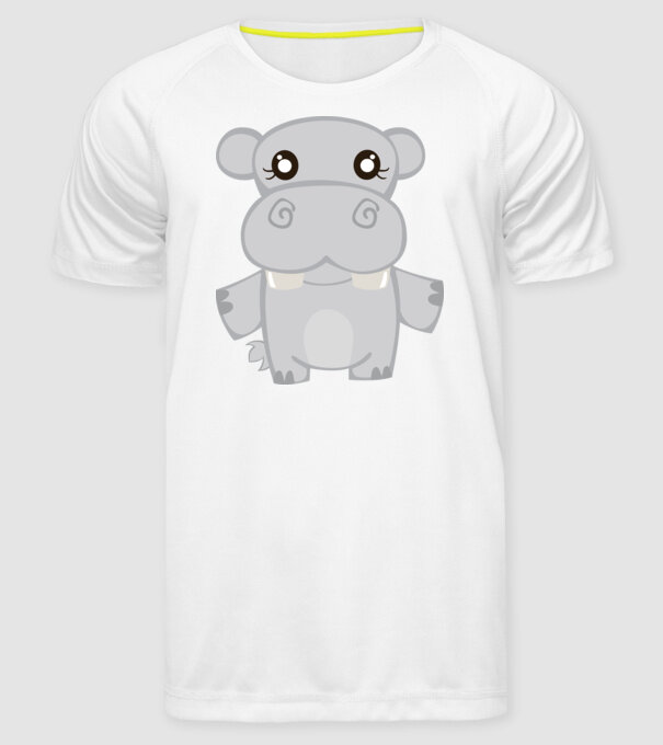 Hipopotam model alb pe tricou
