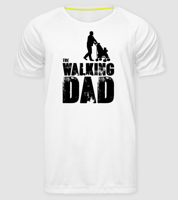 Walking dad model alb pe tricou