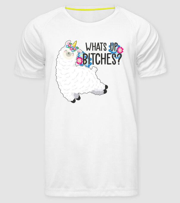 Whatsup bitches model alb pe tricou