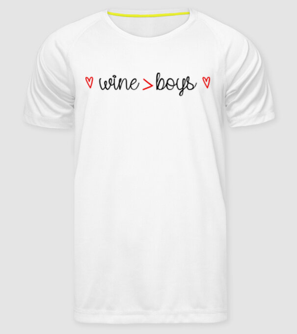 Wine and boys model alb pe tricou