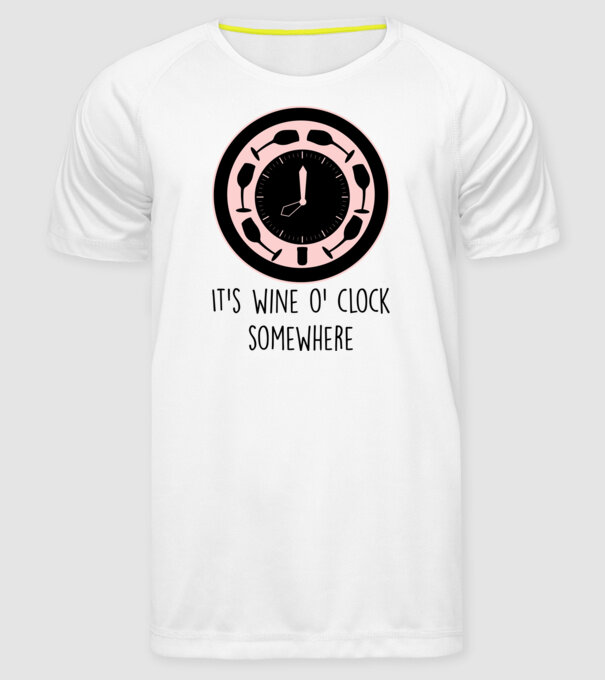 Wine o clock model alb pe tricou