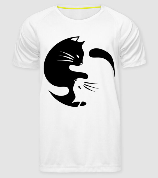 Yin Yang Pisică model alb pe tricou