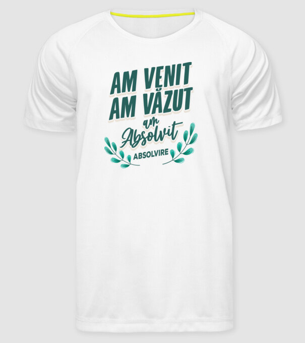 Absolvire model alb pe tricou