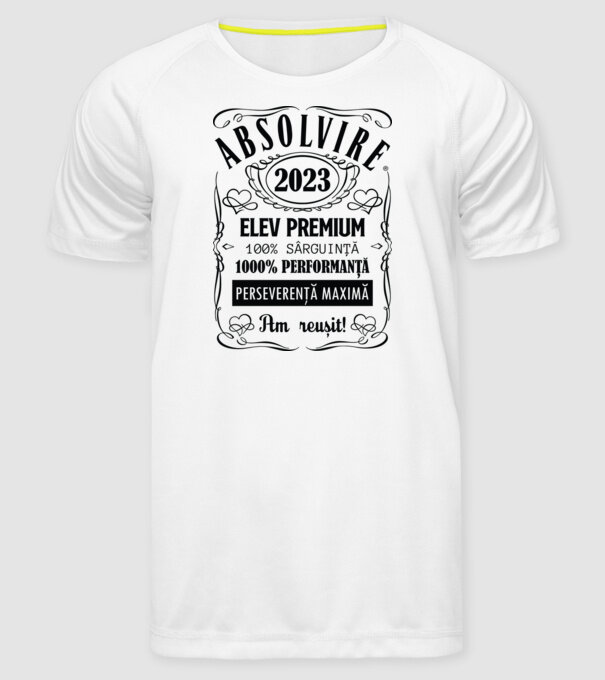 Absolvire Premium model alb pe tricou