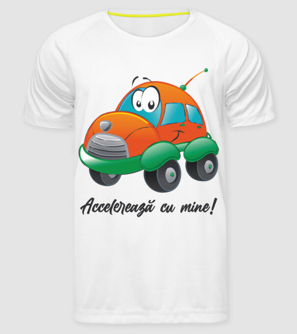 accelerează cu mine model alb pe tricou