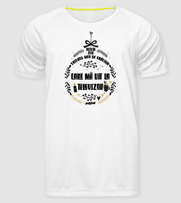 acesta este tricoul meu de Crăciun_care ma uit la televizor model alb pe tricou