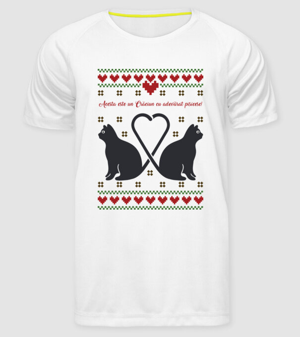 acesta este un Crăciun cu adevărat pisicesc model alb pe tricou
