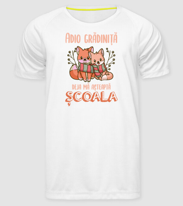 Adio grădiniță, deja mă așteaptă școala model alb pe tricou