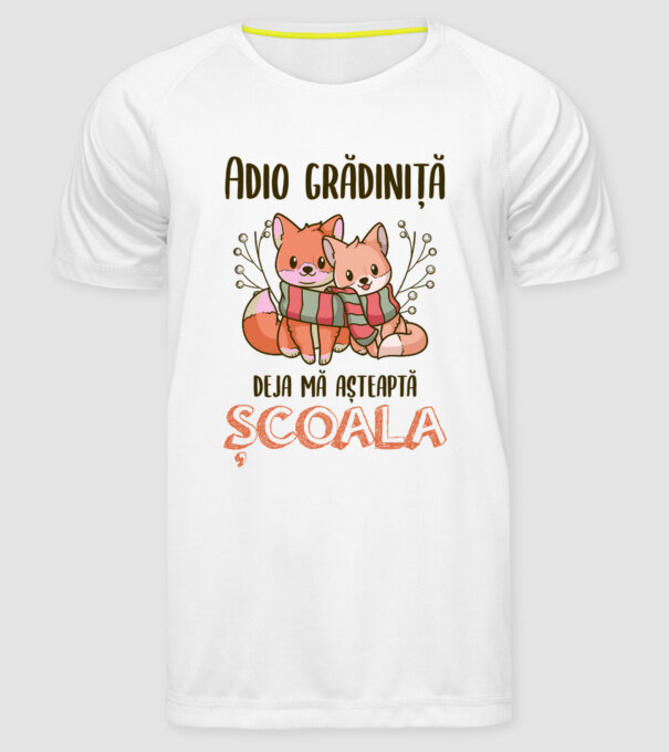 Adio grădiniță, deja mă așteaptă școala model alb pe tricou