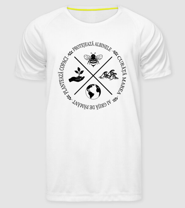 Ai grijă de Pământ model alb pe tricou