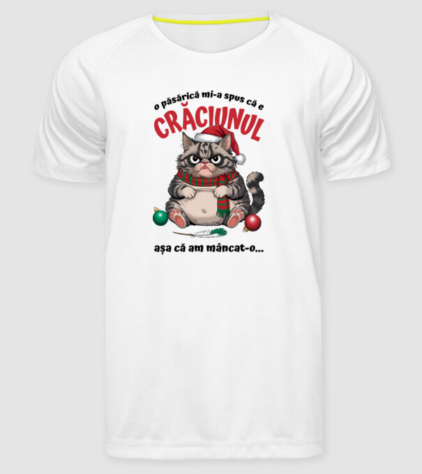 Am mâncat pasărea Crăciun pisică Alb model alb pe tricou