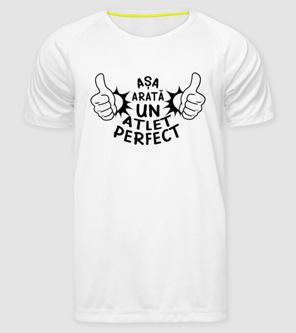 Așa arată un ATLET perfect model alb pe tricou