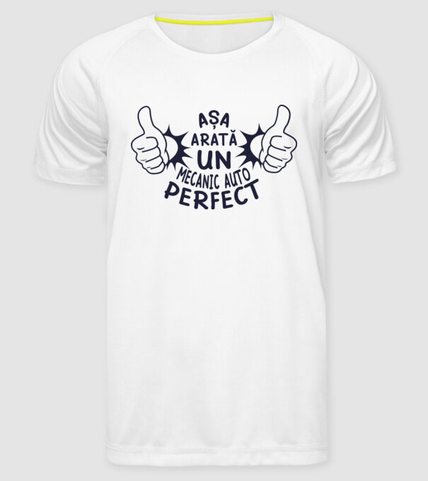Așa arată un mecanic auto perfect model alb pe tricou