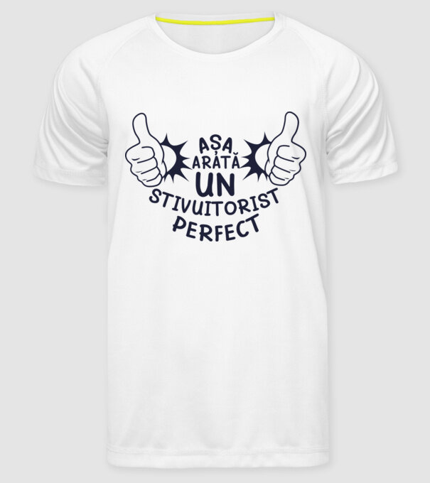 Așa arată un STIVUITORIST perfect model alb pe tricou