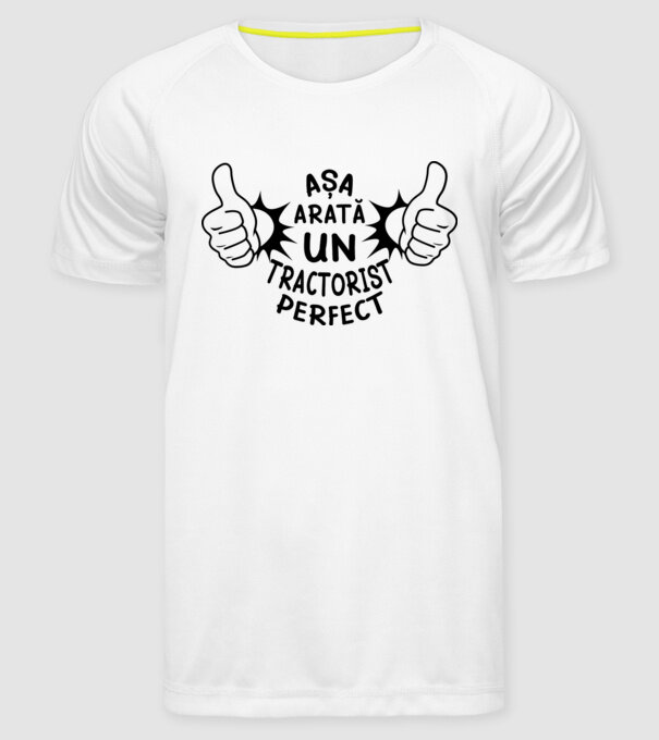 Așa arată un TRACTORIST perfect model alb pe tricou
