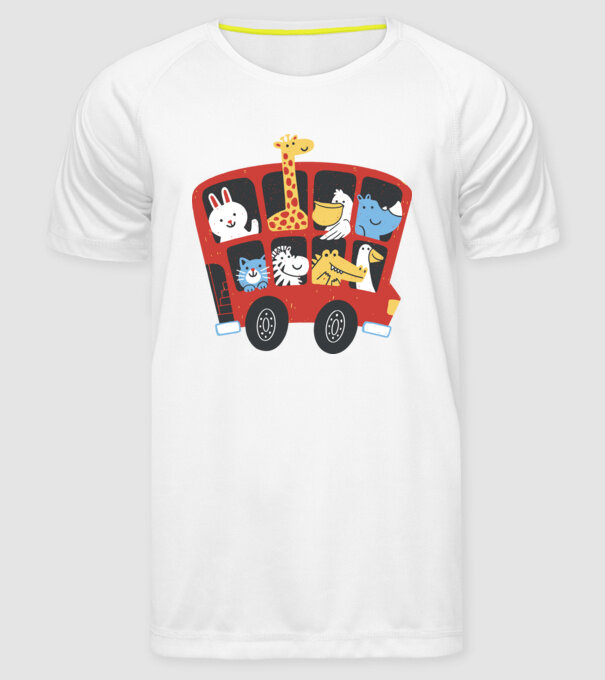 Autobuze model alb pe tricou