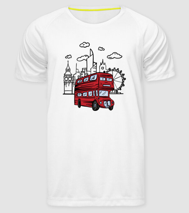 Autobuze model alb pe tricou