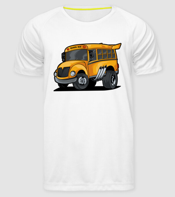 Autobuze model alb pe tricou