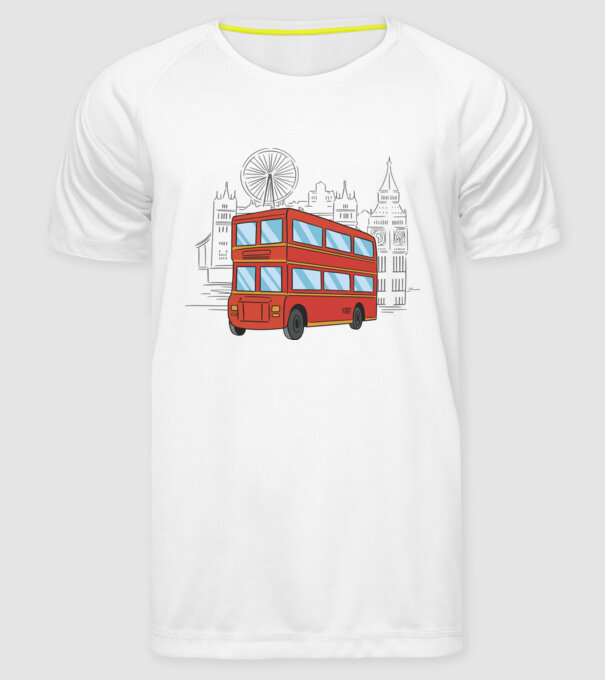 Autobuze model alb pe tricou