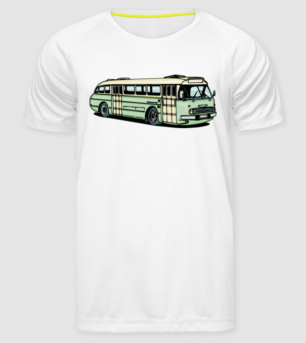 Autobuze model alb pe tricou
