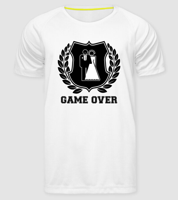 Bachelor GAME OVER model alb pe tricou