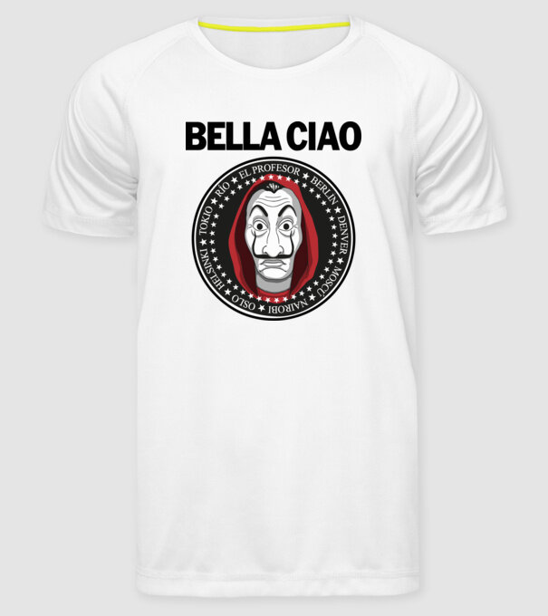 bella ciao stroke model alb pe tricou