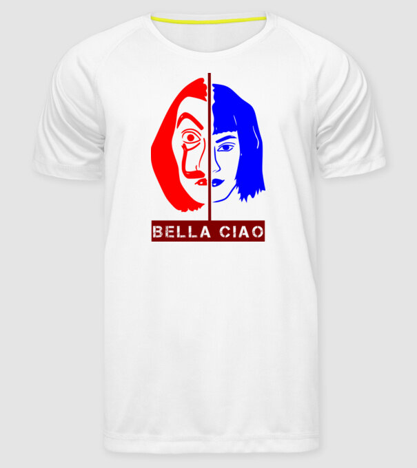 bella ciao tokyo model alb pe tricou